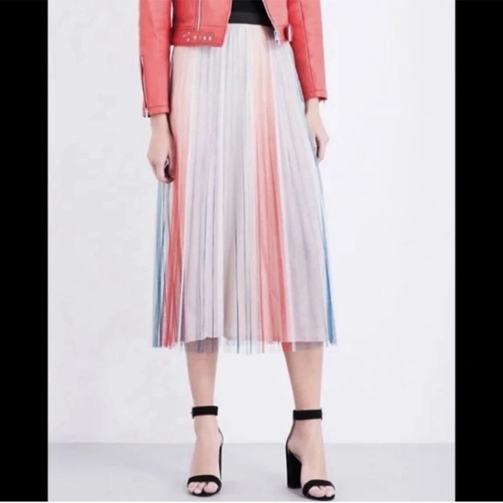 Maje Jonaelo pleated chiffon pink blue colorful skirt 2